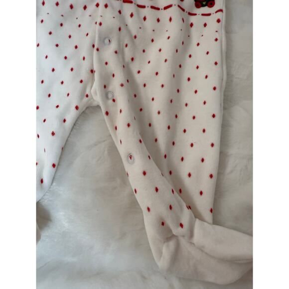 Vintage 80s Velvet Velour Christmas Bears Toys One-Piece Sleeper Romper Baby 6M - Picture 8 of 11